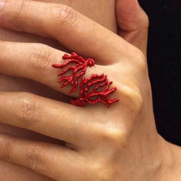 Anthropologie Jewelry - Elegant Red Coral-Inspired Ring R303